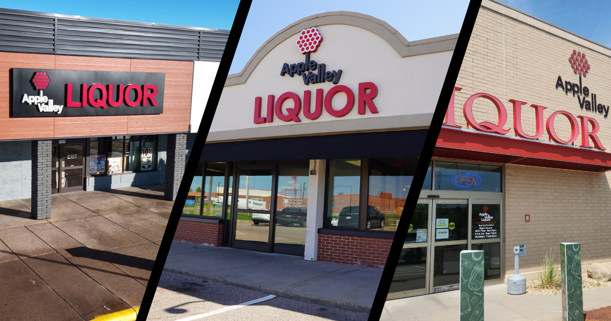 Store entrances of each Apple Valley Liquor store divided in thirds.